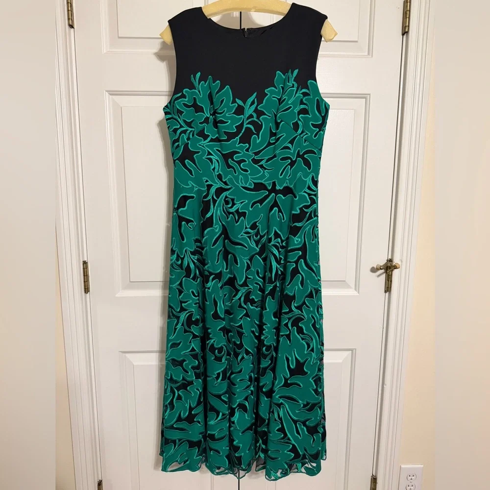 Tadashi Shoji Green Leaf Midi Dress - Picture 3 of 6